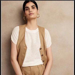 🏷️NWT🤎 Banana Republic - Linen Vest, Brown 🤎